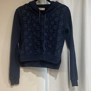 Hollister Navy Blue Lace Hoodie Top
